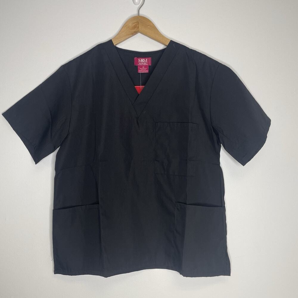 M&M Scrub Top Shirt Black Size Extra Small - NWT